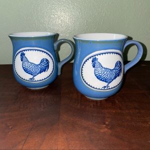 Vintage rooster coffee mugs- set of 2